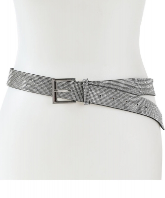 Rhinestone Thick Fashion Belt BT320039 BLACK/CLEAR